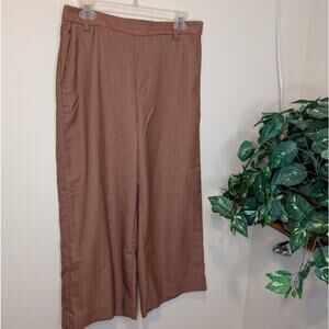Banana Republic Rowan Wide-Leg Crop Dress Pants Women’s 10 Brown Herringbone